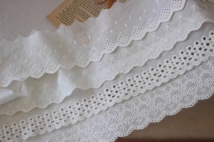 Blouse Cuff Lace Eyelet Fabric Width 6-9 cm EF0083-Lace Fabric Shop