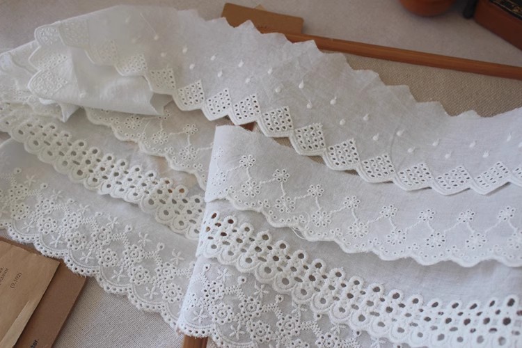 Blouse Cuff Lace Eyelet Fabric Width 6-9 cm EF0083-Lace Fabric Shop