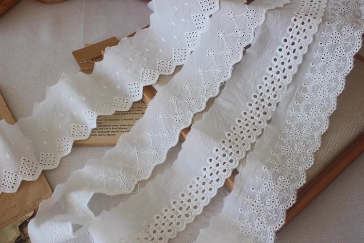 Blouse Cuff Lace Eyelet Fabric Width 6-9 cm EF0083-Lace Fabric Shop