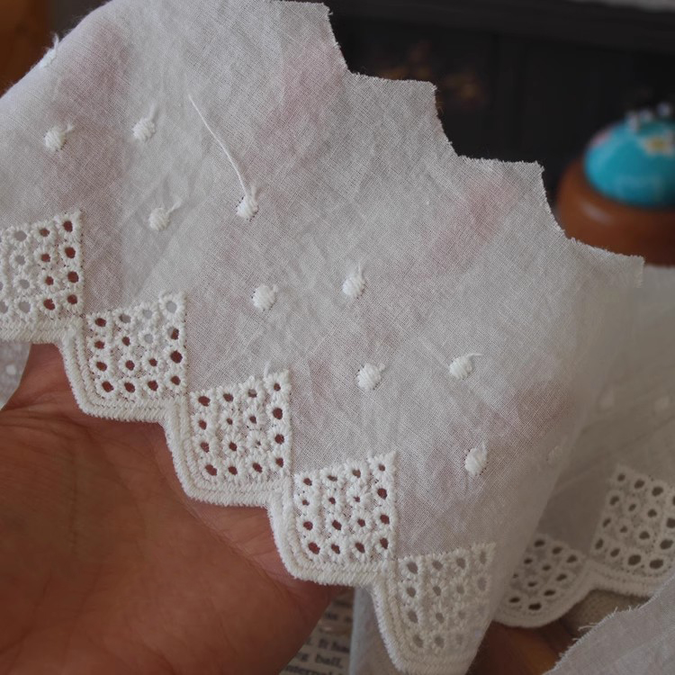 Blouse Cuff Lace Eyelet Fabric Width 6-9 cm EF0083-Lace Fabric Shop