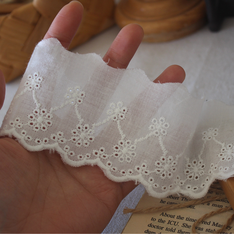 Blouse Cuff Lace Eyelet Fabric Width 6-9 cm EF0083-Lace Fabric Shop
