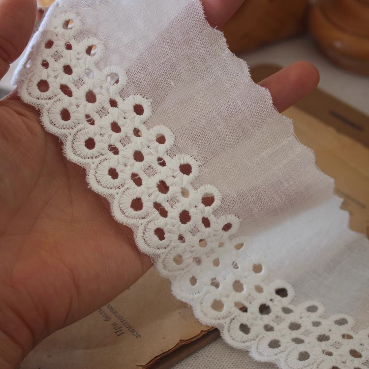 Blouse Cuff Lace Eyelet Fabric Width 6-9 cm EF0083-Lace Fabric Shop
