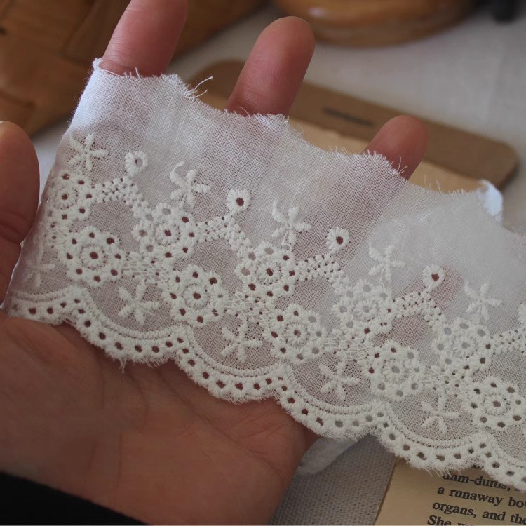 Blouse Cuff Lace Eyelet Fabric Width 6-9 cm EF0083-Lace Fabric Shop