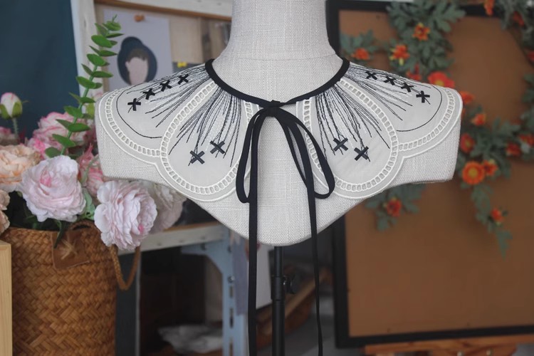 Child Embroidery Organza Lace Collar LC0011-Lace Fabric Shop