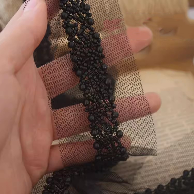 Color Beaded Tulle Lace Trims BT0007