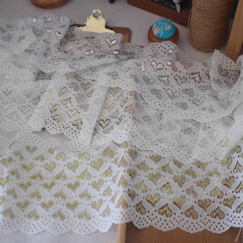 Colorful Love Lace Trim Stretch Fabric 15 cm LT0422