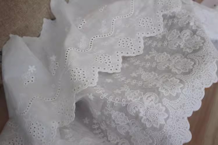 Cotton Embroidered Lace Fabric Width 18-22 cm EF0089-Lace Fabric Shop