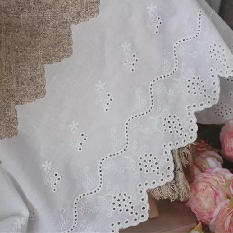 Cotton Embroidered Lace Fabric Width 18-22 cm EF0089-Lace Fabric Shop