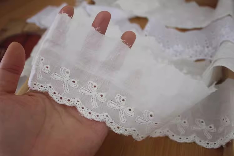 Cotton Embroidery Lace Trims Width 7 cm EF0100-Lace Fabric Shop