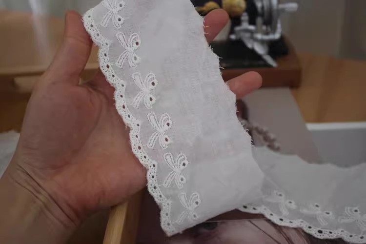 Cotton Embroidery Lace Trims Width 7 cm EF0100-Lace Fabric Shop