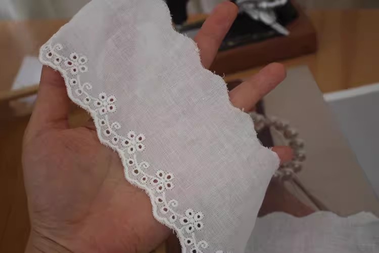 Cotton Embroidery Lace Trims Width 7 cm EF0100-Lace Fabric Shop