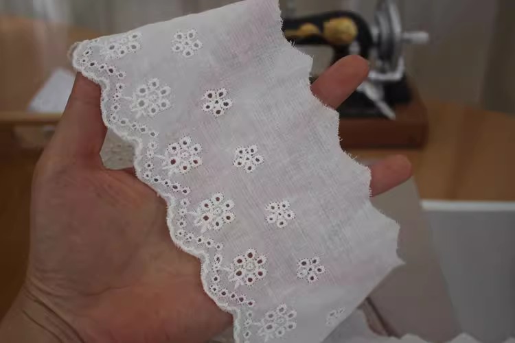 Cotton Embroidery Lace Trims Width 7 cm EF0100-Lace Fabric Shop