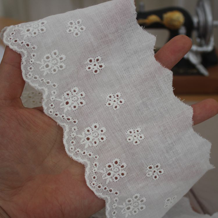 Cotton Embroidery Lace Trims Width 7 cm EF0100-Lace Fabric Shop