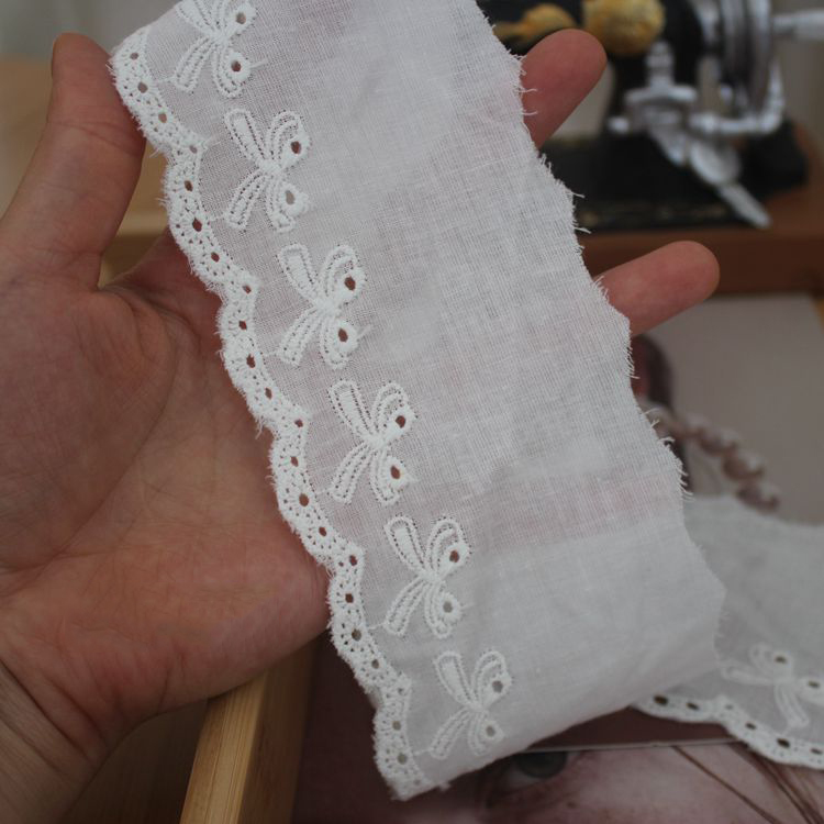 Cotton Embroidery Lace Trims Width 7 cm EF0100-Lace Fabric Shop