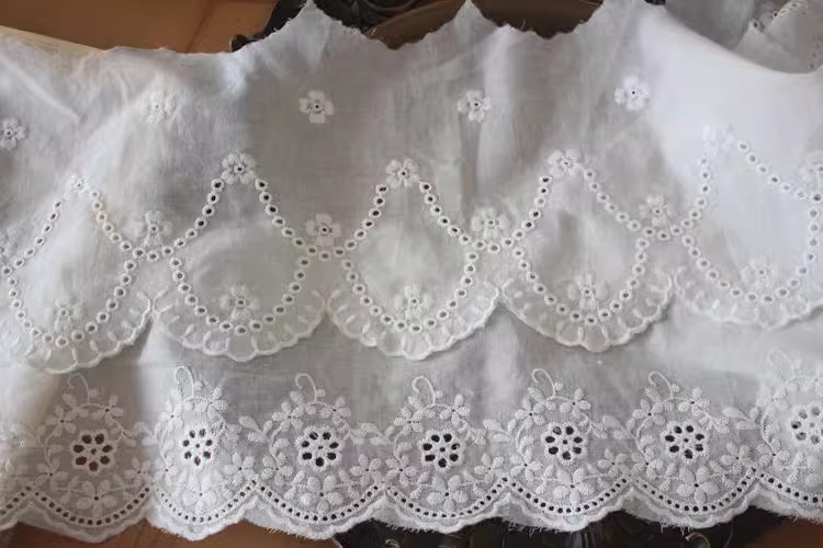 Cotton Eyelet Fabric Trim Width 14-16 cm EF0094-Lace Fabric Shop