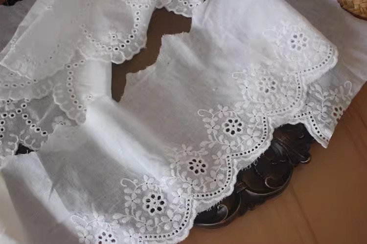 Cotton Eyelet Fabric Trim Width 14-16 cm EF0094-Lace Fabric Shop