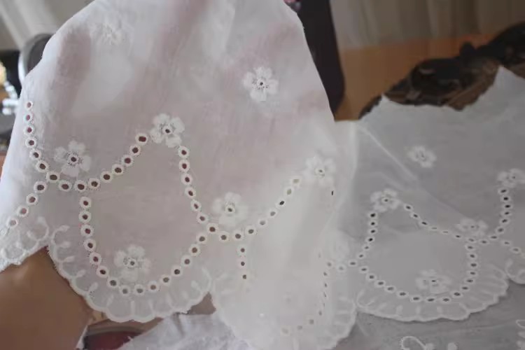 Cotton Eyelet Fabric Trim Width 14-16 cm EF0094-Lace Fabric Shop