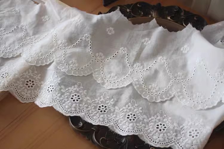 Cotton Eyelet Fabric Trim Width 14-16 cm EF0094-Lace Fabric Shop