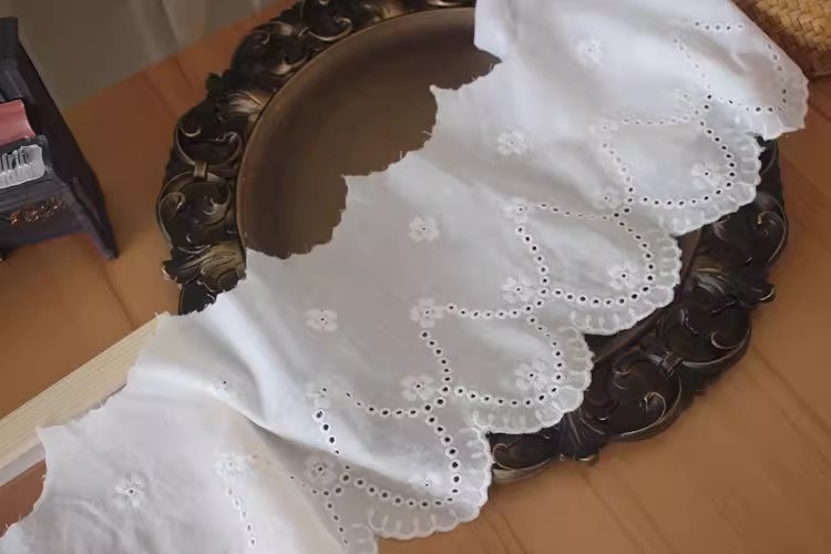 Cotton Eyelet Fabric Trim Width 14-16 cm EF0094-Lace Fabric Shop