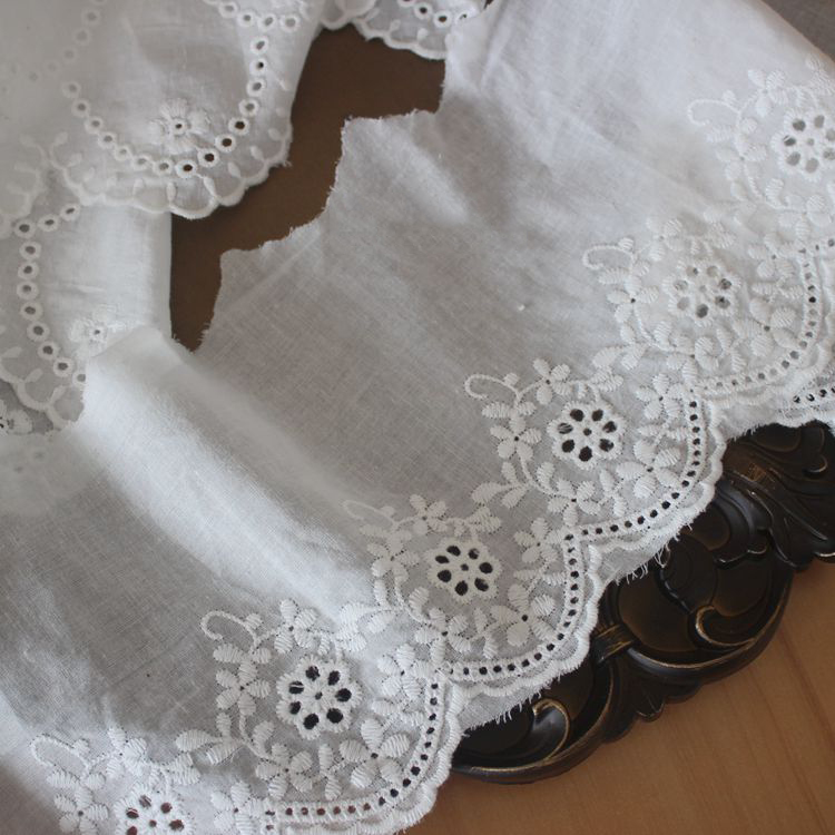 Cotton Eyelet Fabric Trim Width 14-16 cm EF0094-Lace Fabric Shop