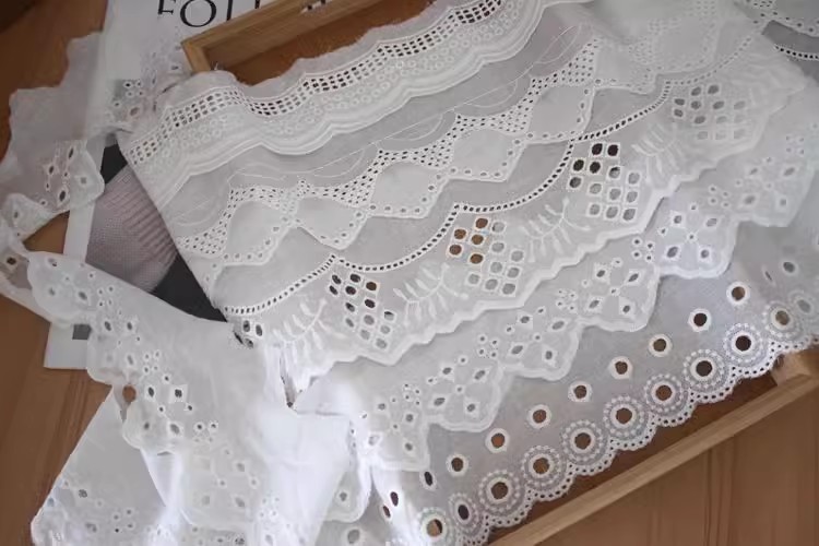 Cotton Eyelet Lace Trim Fabric Width 6-10 cm EF0098-Lace Fabric Shop