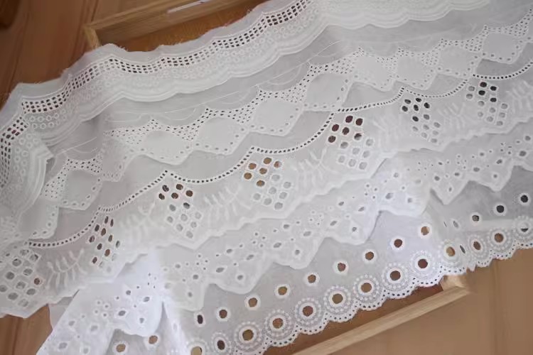 Cotton Eyelet Lace Trim Fabric Width 6-10 cm EF0098-Lace Fabric Shop