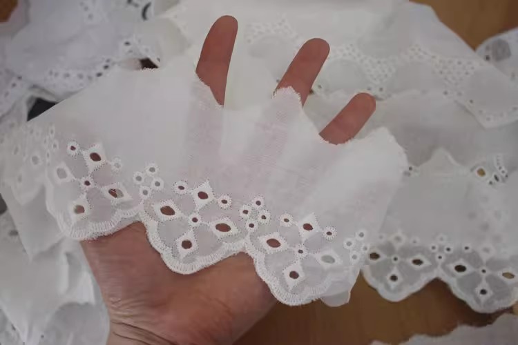 Cotton Eyelet Lace Trim Fabric Width 6-10 cm EF0098-Lace Fabric Shop