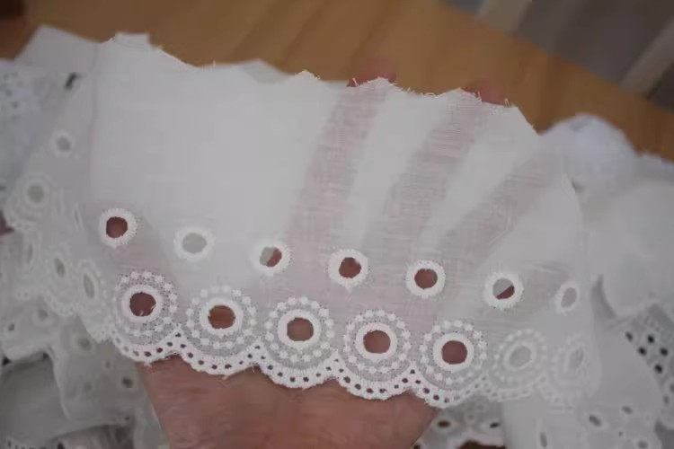 Cotton Eyelet Lace Trim Fabric Width 6-10 cm EF0098-Lace Fabric Shop