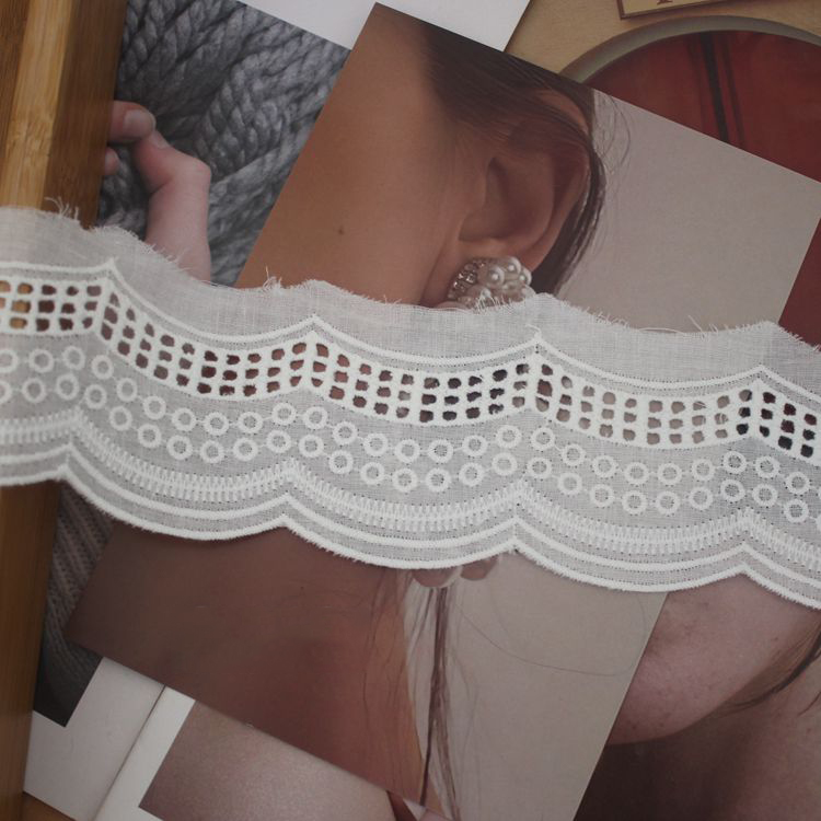 Cotton Eyelet Lace Trim Fabric Width 6-10 cm EF0098-Lace Fabric Shop