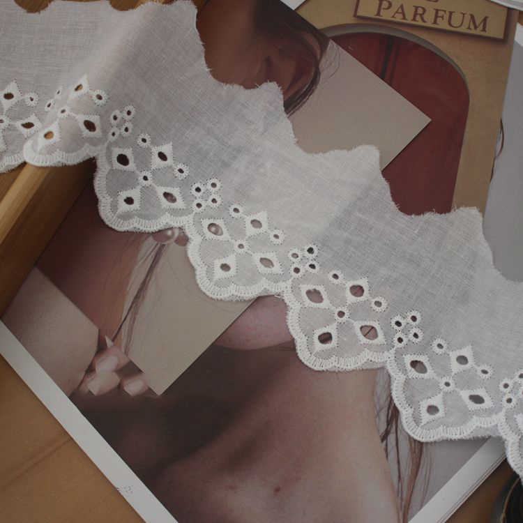 Cotton Eyelet Lace Trim Fabric Width 6-10 cm EF0098-Lace Fabric Shop