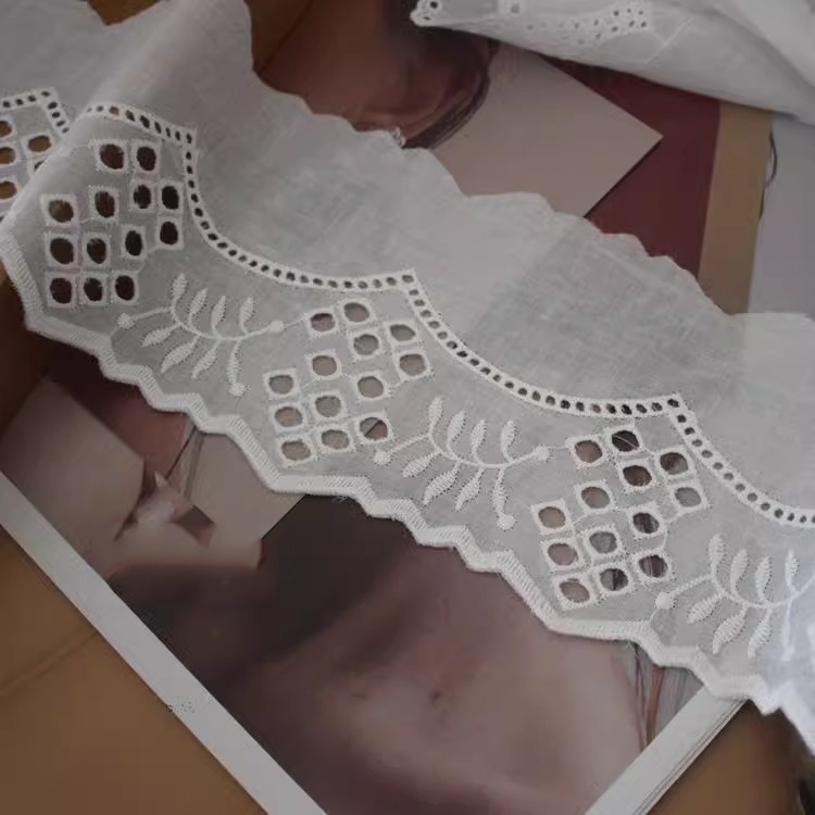 Cotton Eyelet Lace Trim Fabric Width 6-10 cm EF0098-Lace Fabric Shop