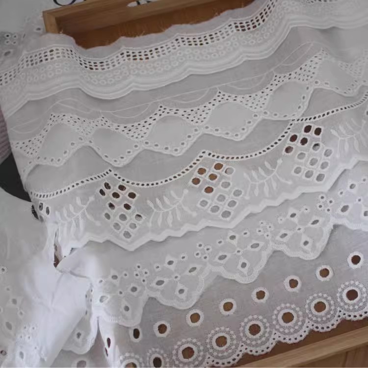 Cotton Eyelet Lace Trim Fabric Width 6-10 cm EF0098-Lace Fabric Shop