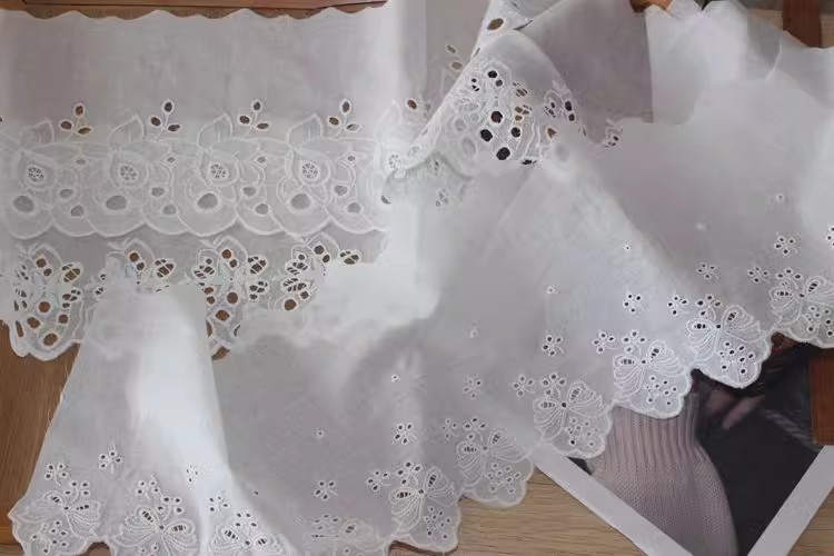 Cotton Eyelet Lace Trim Width 14-19 cm EF0091-Lace Fabric Shop
