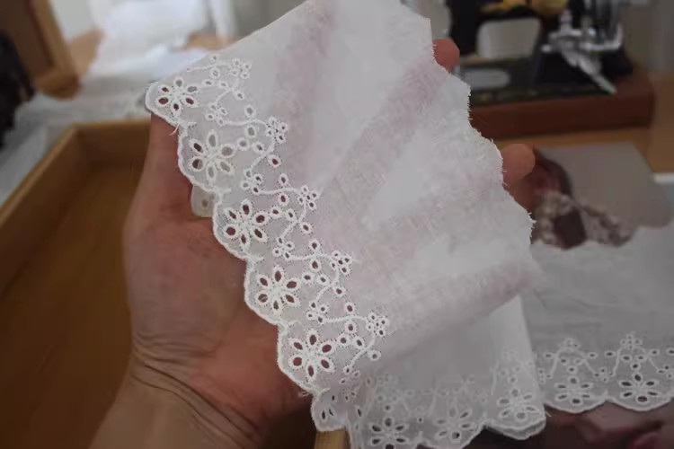 Cotton Eyelet Lace Trims Width 8-10 cm EF0101-Lace Fabric Shop