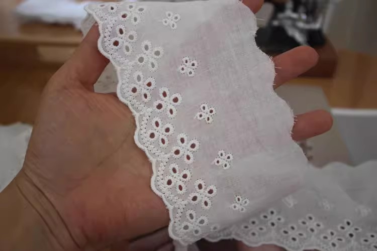 Cotton Eyelet Lace Trims Width 8-10 cm EF0101-Lace Fabric Shop