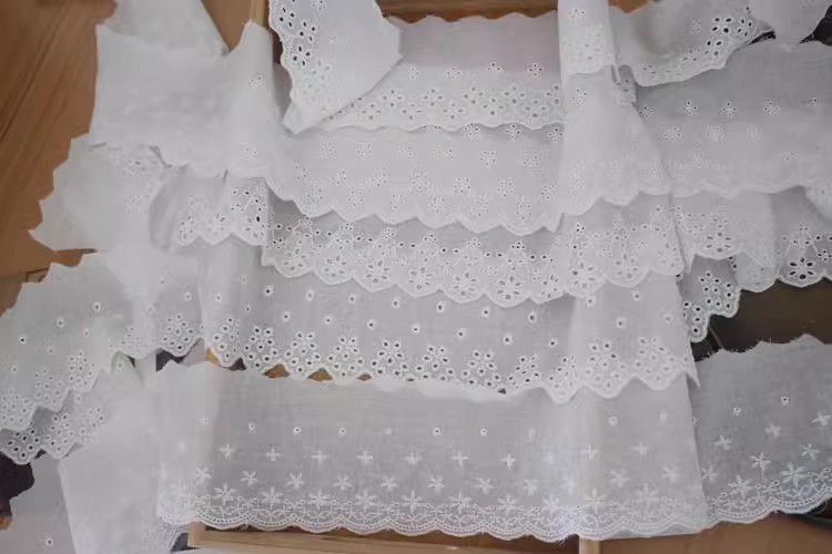 Cotton Eyelet Lace Trims Width 8-10 cm EF0101-Lace Fabric Shop