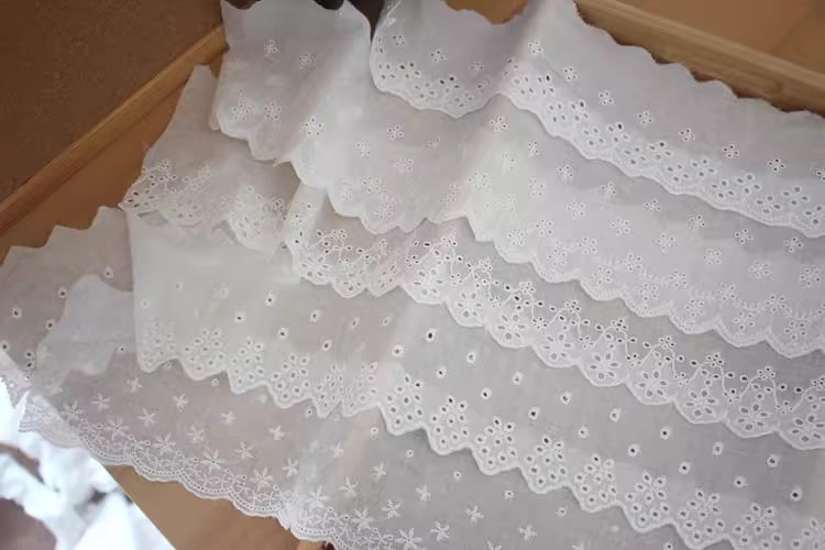 Cotton Eyelet Lace Trims Width 8-10 cm EF0101-Lace Fabric Shop