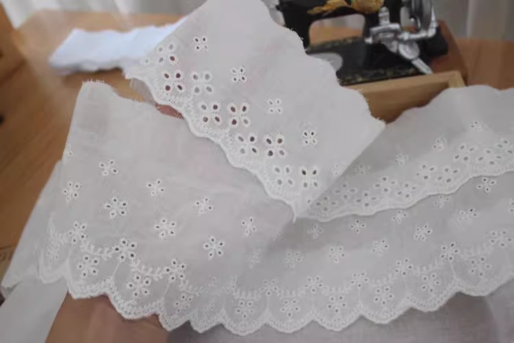 Cotton Eyelet Lace Trims Width 8-10 cm EF0101-Lace Fabric Shop
