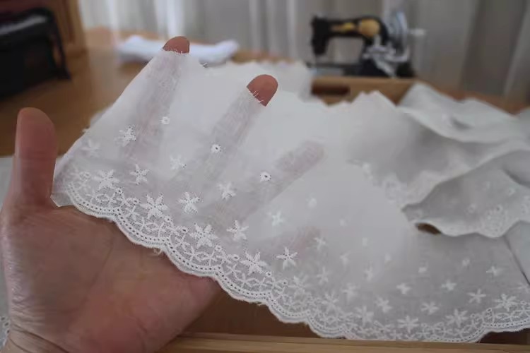 Cotton Eyelet Lace Trims Width 8-10 cm EF0101-Lace Fabric Shop