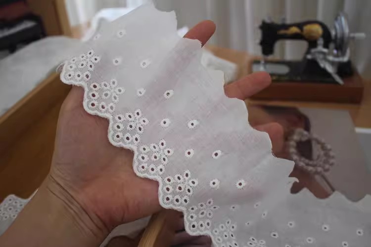 Cotton Eyelet Lace Trims Width 8-10 cm EF0101-Lace Fabric Shop