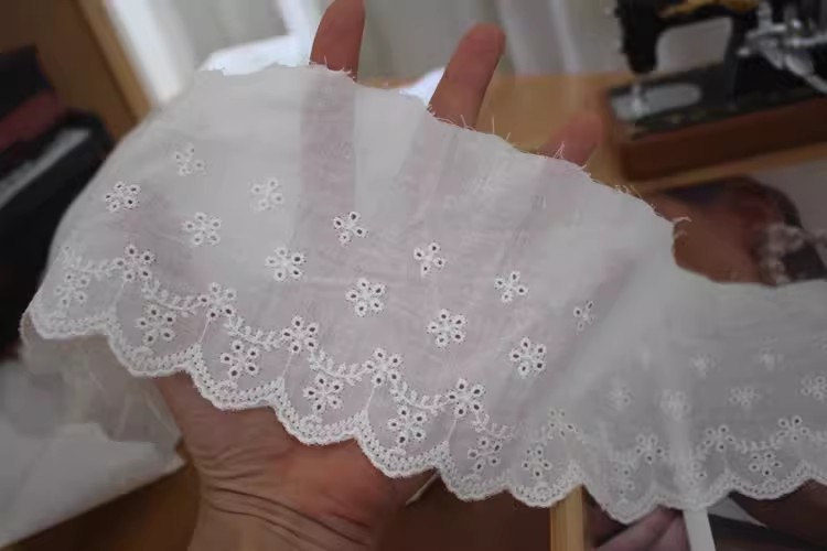 Cotton Eyelet Lace Trims Width 8-10 cm EF0101-Lace Fabric Shop