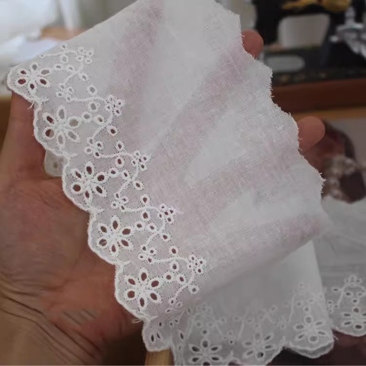 Cotton Eyelet Lace Trims Width 8-10 cm EF0101-Lace Fabric Shop