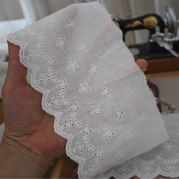 Cotton Eyelet Lace Trims Width 8-10 cm EF0101-Lace Fabric Shop