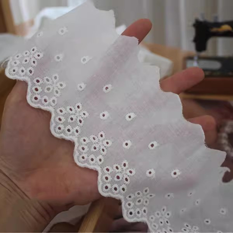 Cotton Eyelet Lace Trims Width 8-10 cm EF0101-Lace Fabric Shop