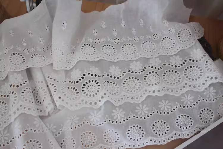 Cotton Eyelet Lace Width 11-16 cm EF0004-Lace Fabric Shop