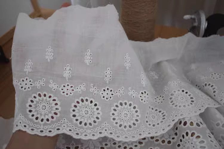Cotton Eyelet Lace Width 11-16 cm EF0004-Lace Fabric Shop