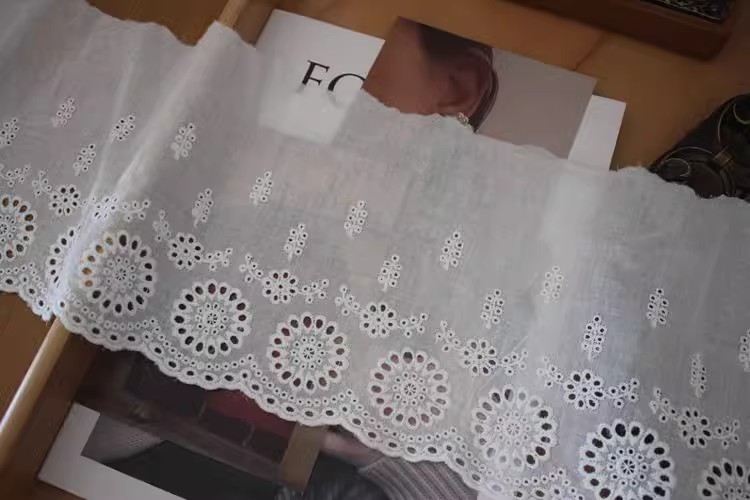 Cotton Eyelet Lace Width 11-16 cm EF0004-Lace Fabric Shop