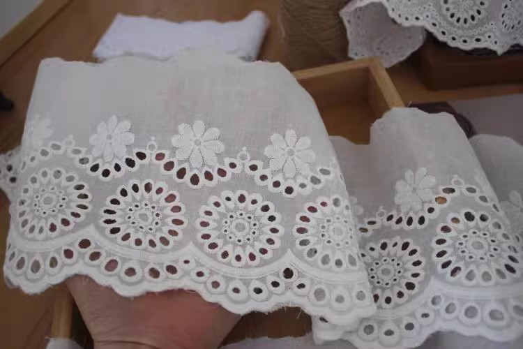 Cotton Eyelet Lace Width 11-16 cm EF0004-Lace Fabric Shop