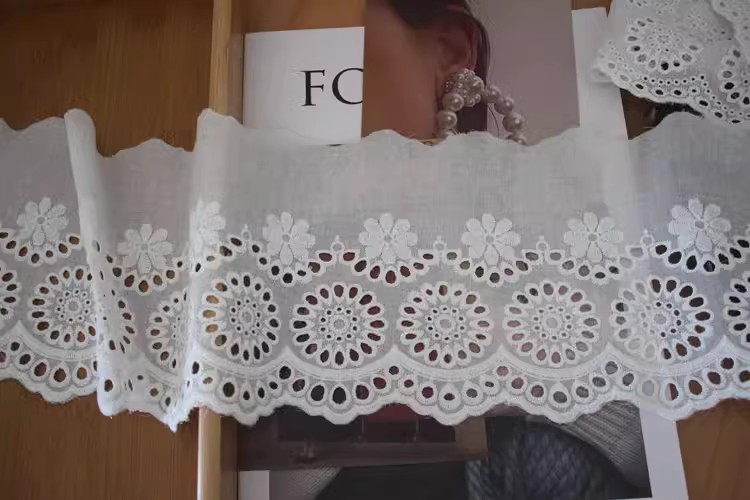 Cotton Eyelet Lace Width 11-16 cm EF0004-Lace Fabric Shop