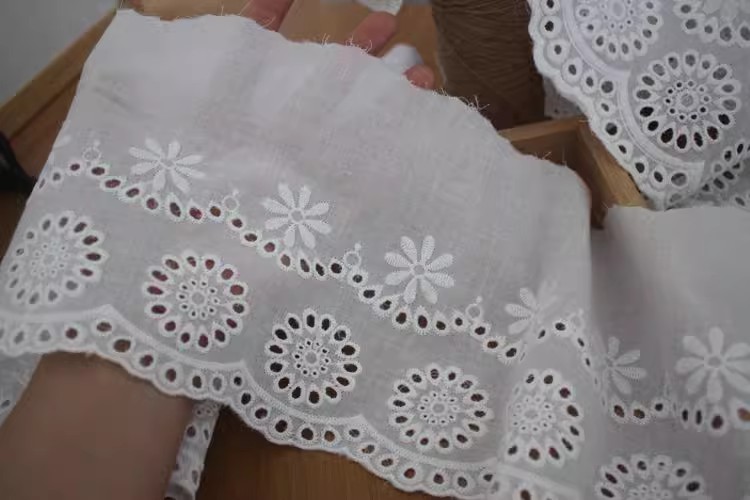 Cotton Eyelet Lace Width 11-16 cm EF0004-Lace Fabric Shop